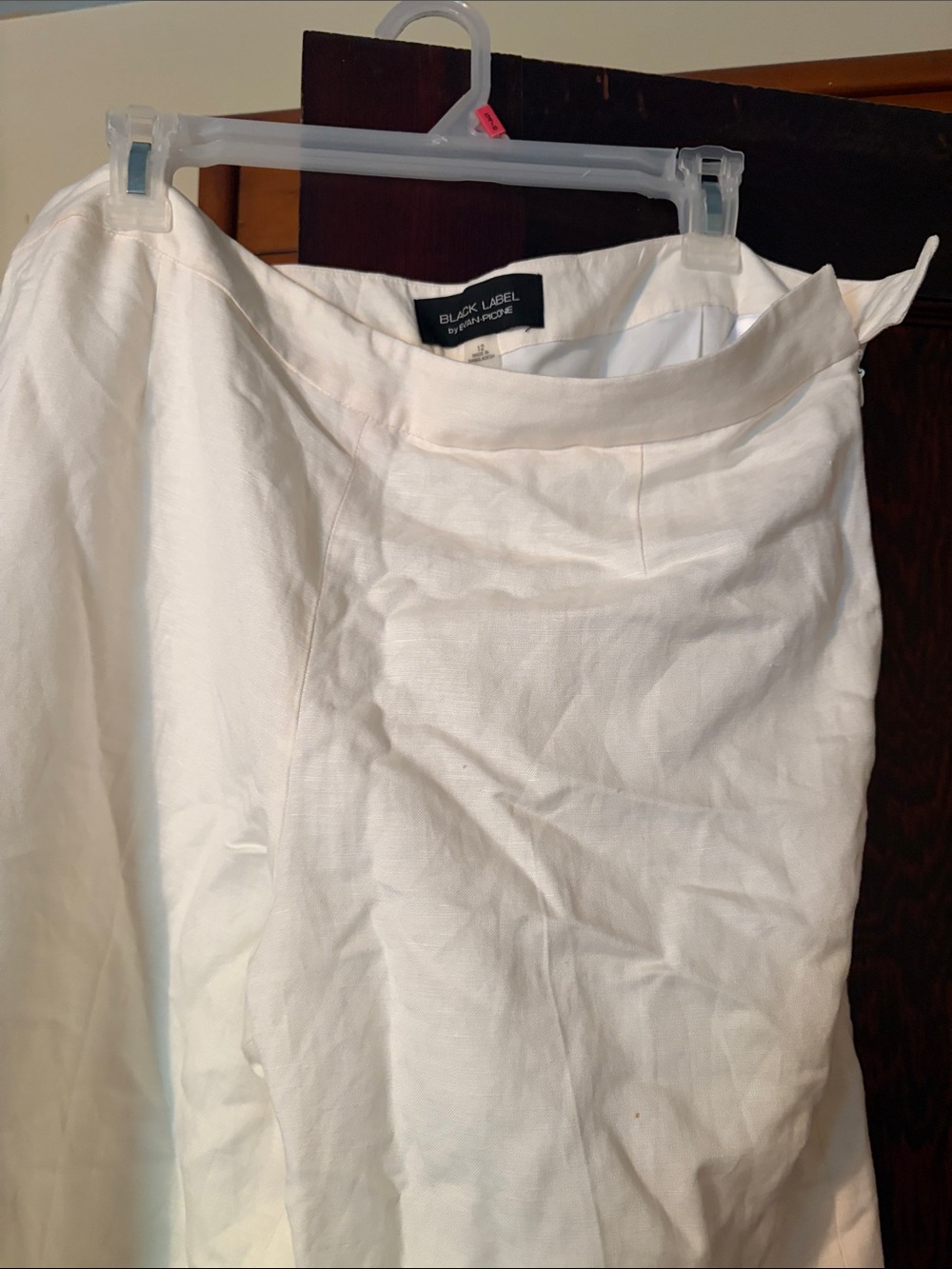 Black Label by Evan-Picone White Linen A-Line Skirt